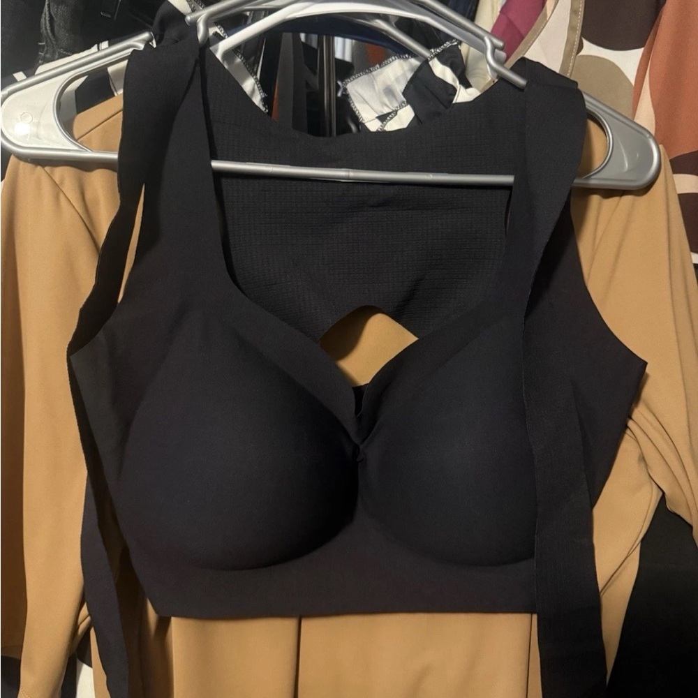 XXL Black Posture Corrector Bra Wireless Seamless Back Support Push Up Bra 2XL